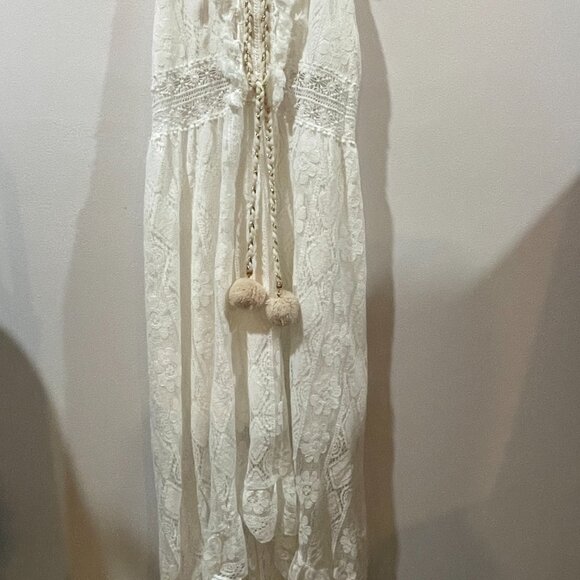 NWT $48 Cupshe Boho Lace Bohemian Flowy White Lace Midi Festival Dress Size Sm - Picture 10 of 15